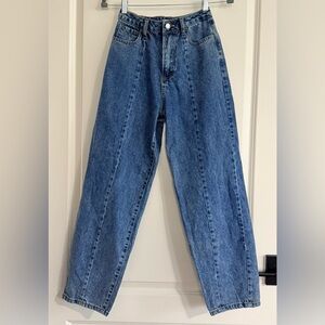 Forever 21 Barrel Jeans High Rise Balloon Leg Curved Denim EUC Size XS/S